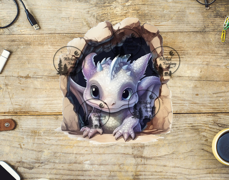 UVDTF Baby White Dragon in Cave