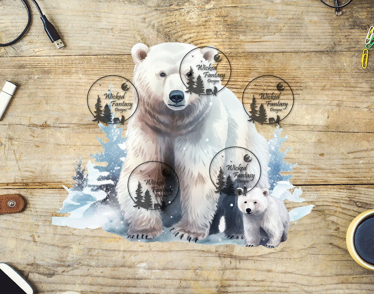 UVDTF Polar Bear with Cub