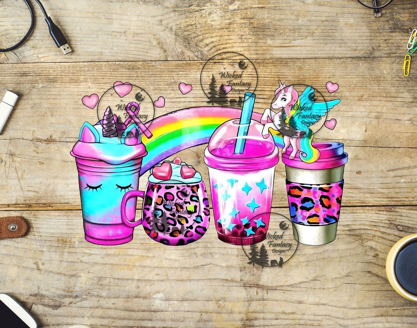 UVDTF Rainbows and Unicorns Coffee Drinks