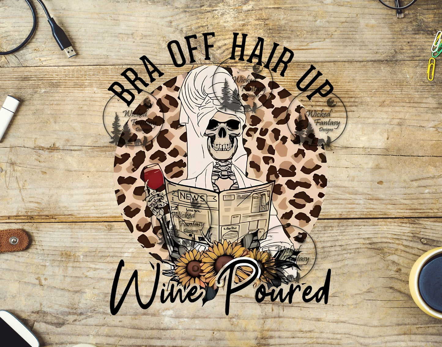 UVDTF Bra off Hair Up Wine Poured