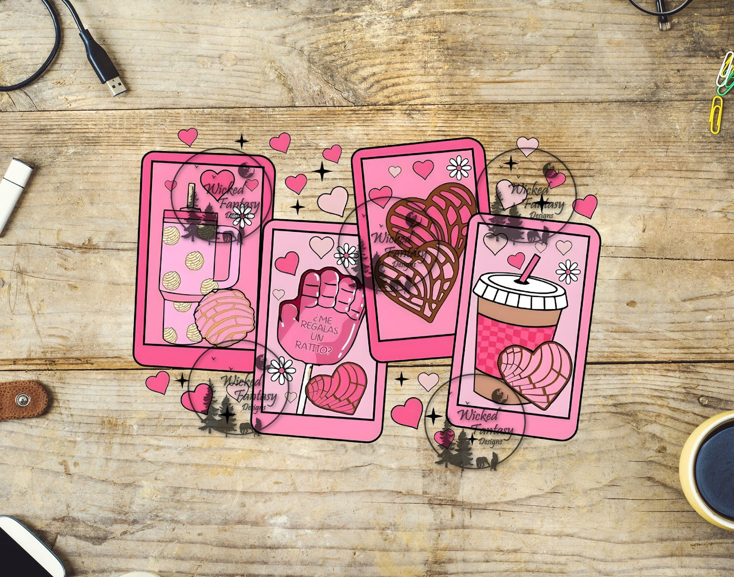 UVDTF Concha Valentines Cards