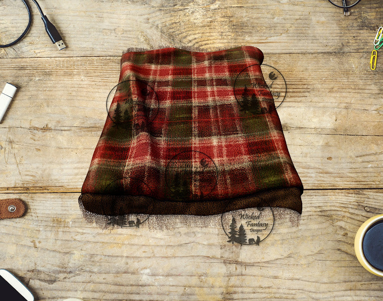 UVDTF Red and Green Plaid Blanket