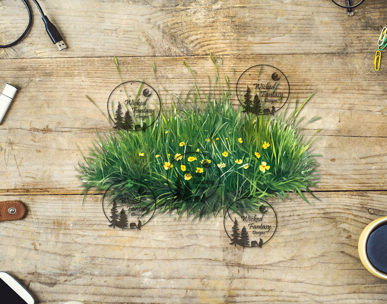 UVDTF Yellow Flowers in the Grass