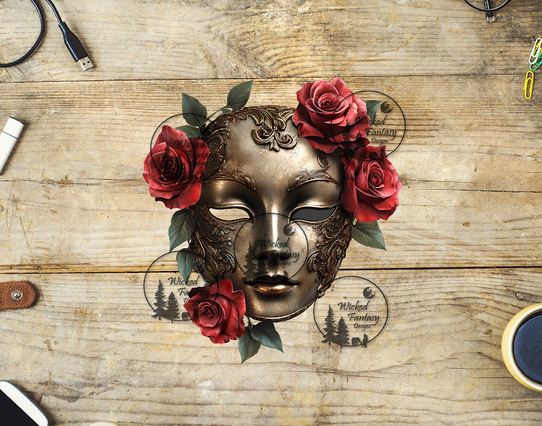 UVDTF Engraved Mask with Roses