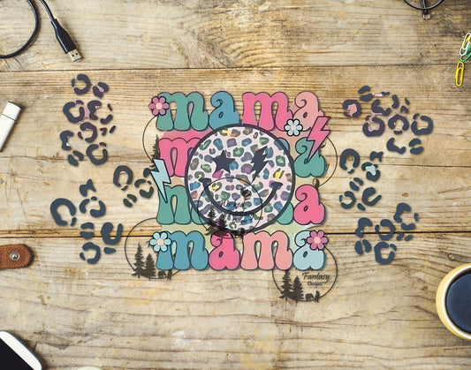 UVDTF Mama Retro Face and Leopard 16oz 40oz Tumbler Wrap Element
