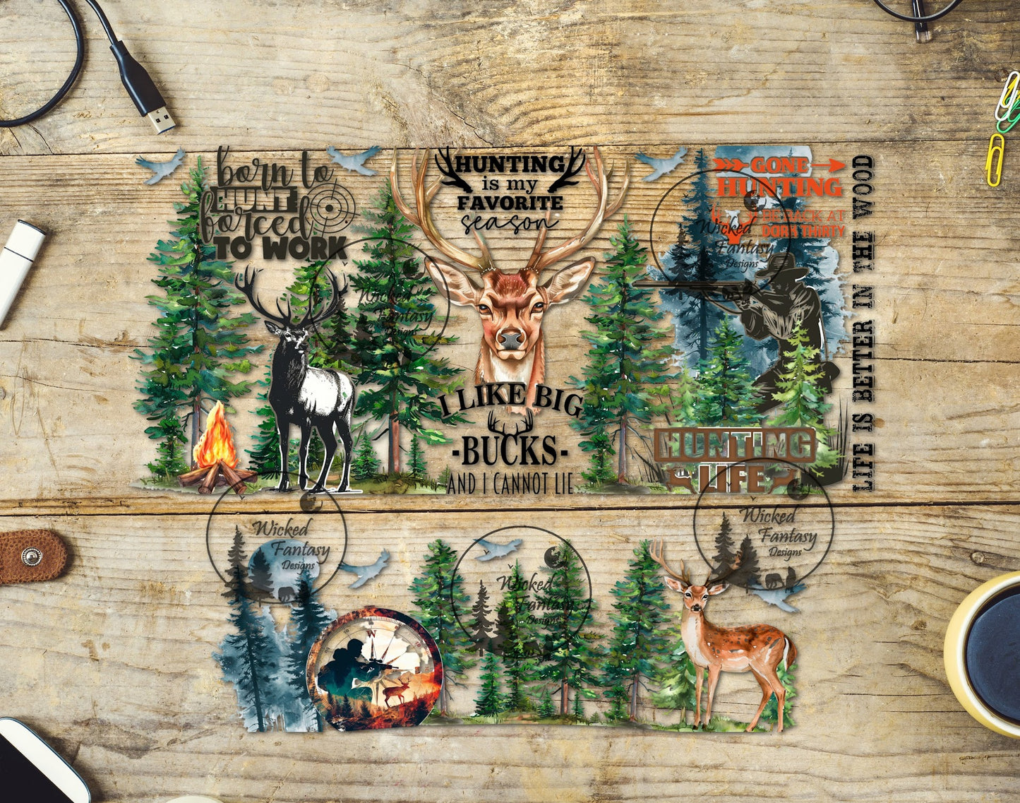 UVDTF Born to Hund Forced to Work 16oz 40oz Element Multiple Sizes