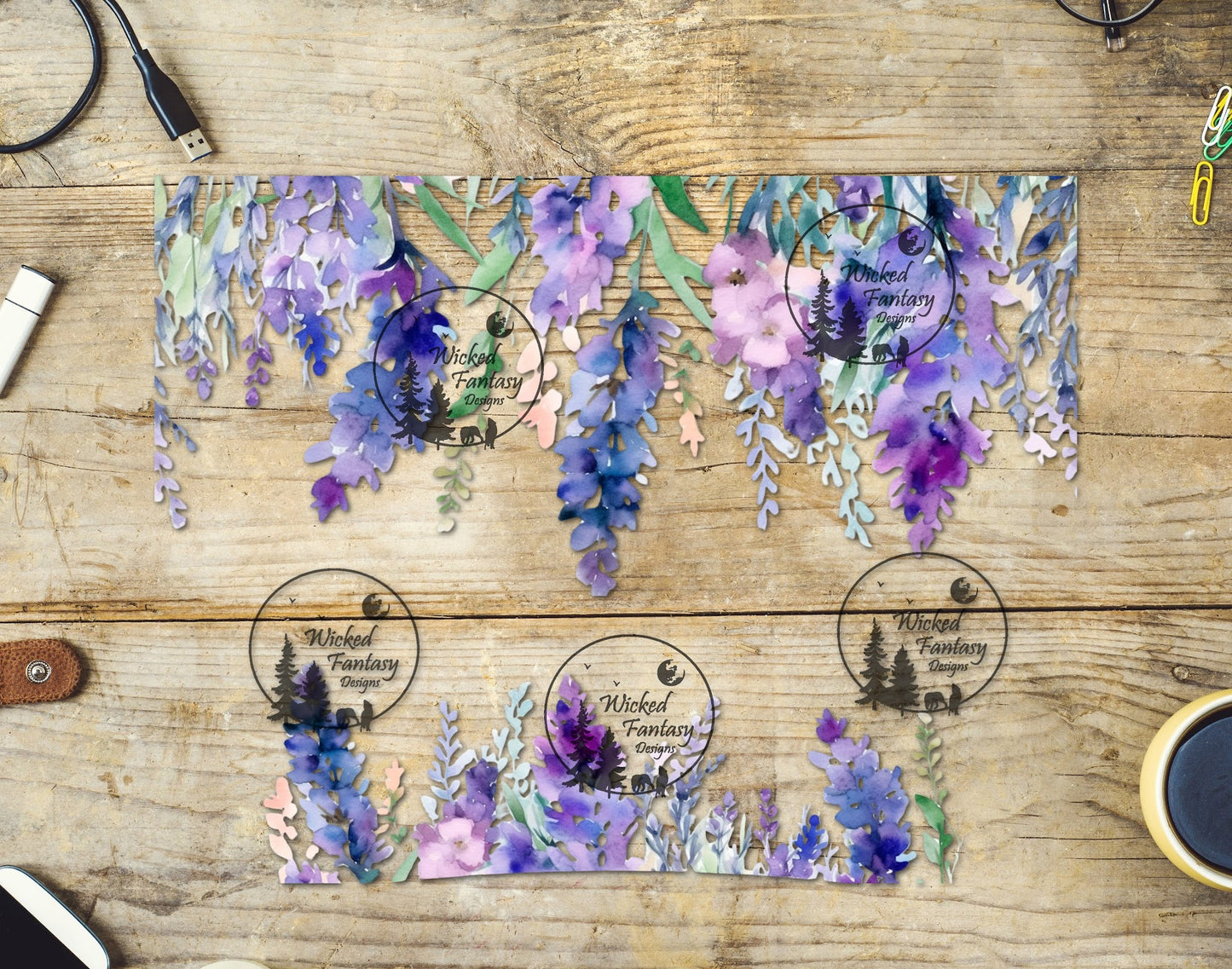 UVDTF Lavender Floral 16oz 40oz Element Multiple Sizes