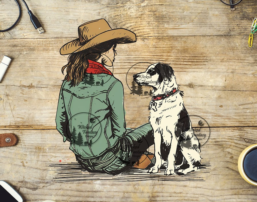 UVDTF A Cowgirl and Her Dog