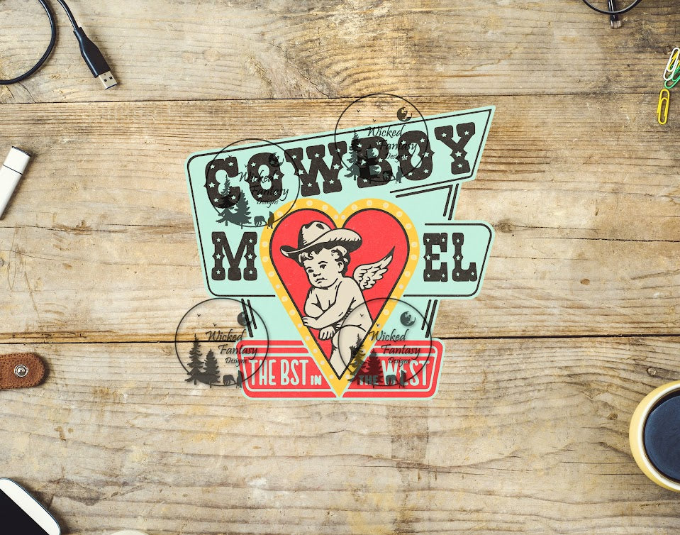 UVDTF Cowboy Motel Retro Sign