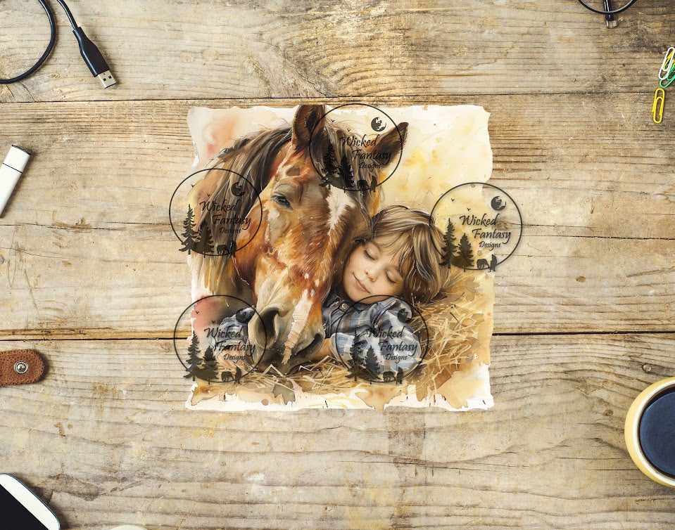 UVDTF Child Sleeping with Horse