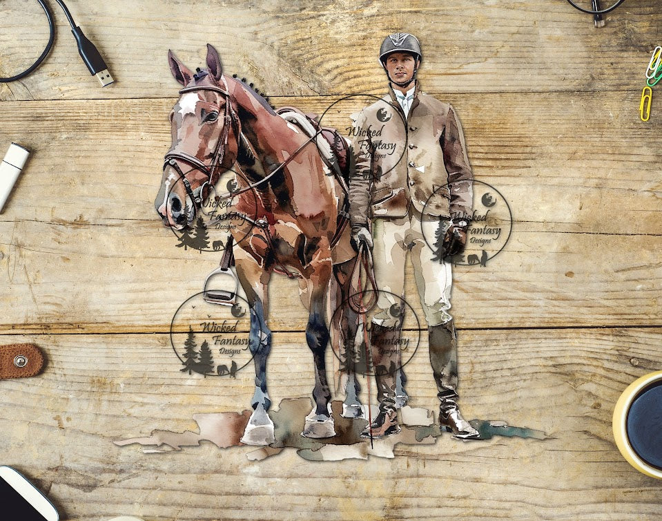 UVDTF Man with English Riding Horse