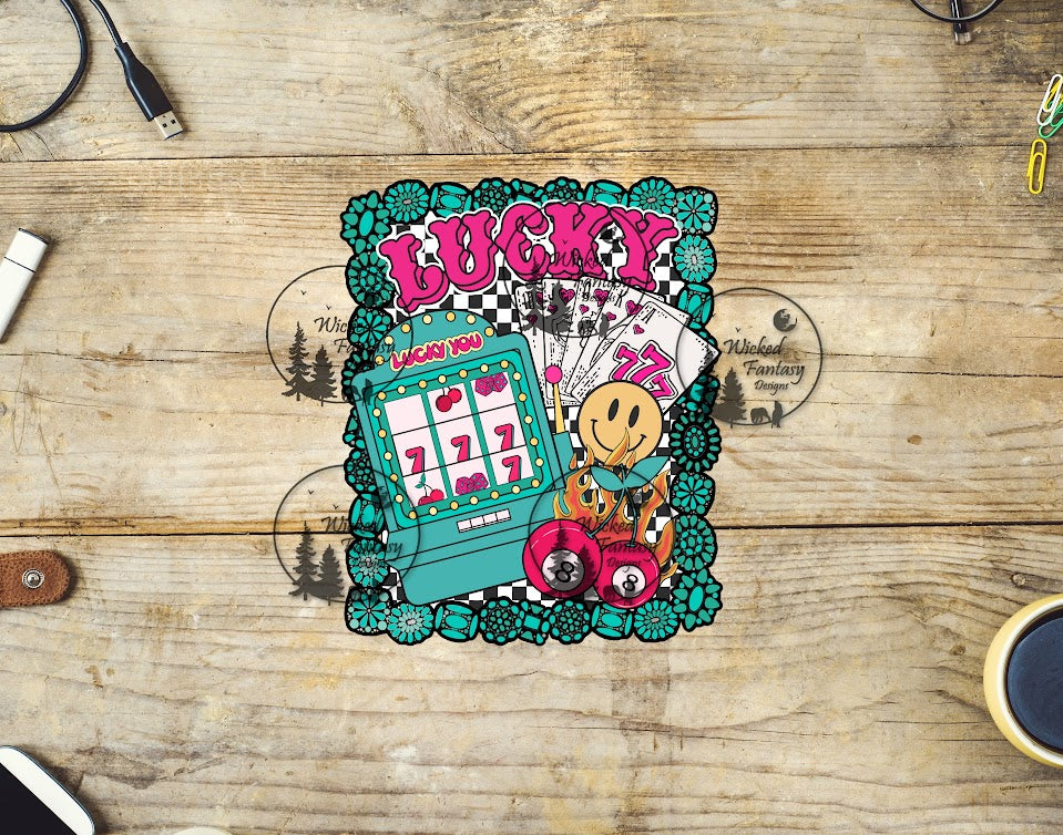 UVDTF Lucky Collage with Turquoise Conchos