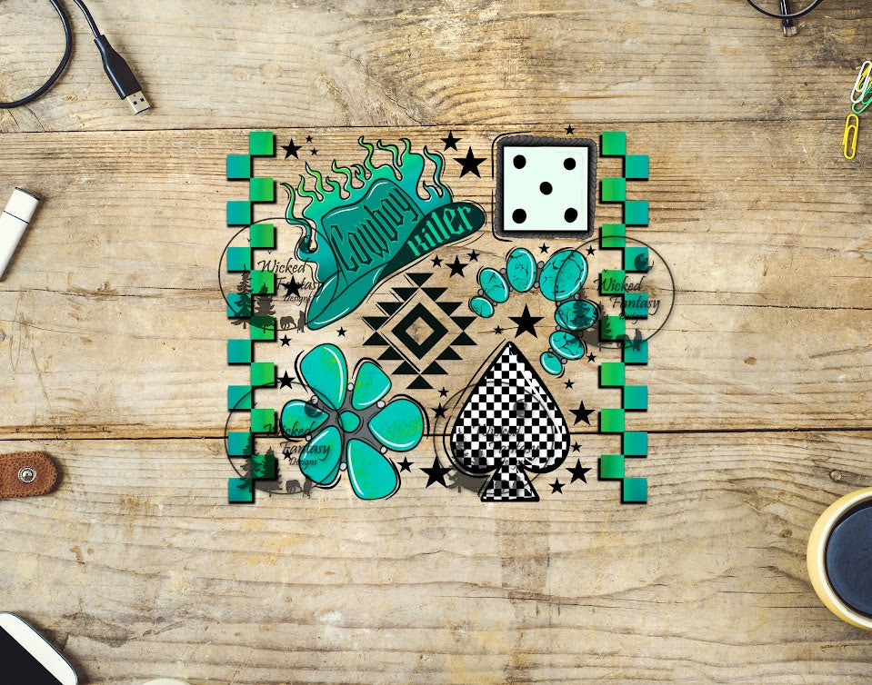 UVDTF Cowboy Killer Checkered Spade and Conchos 6x7"