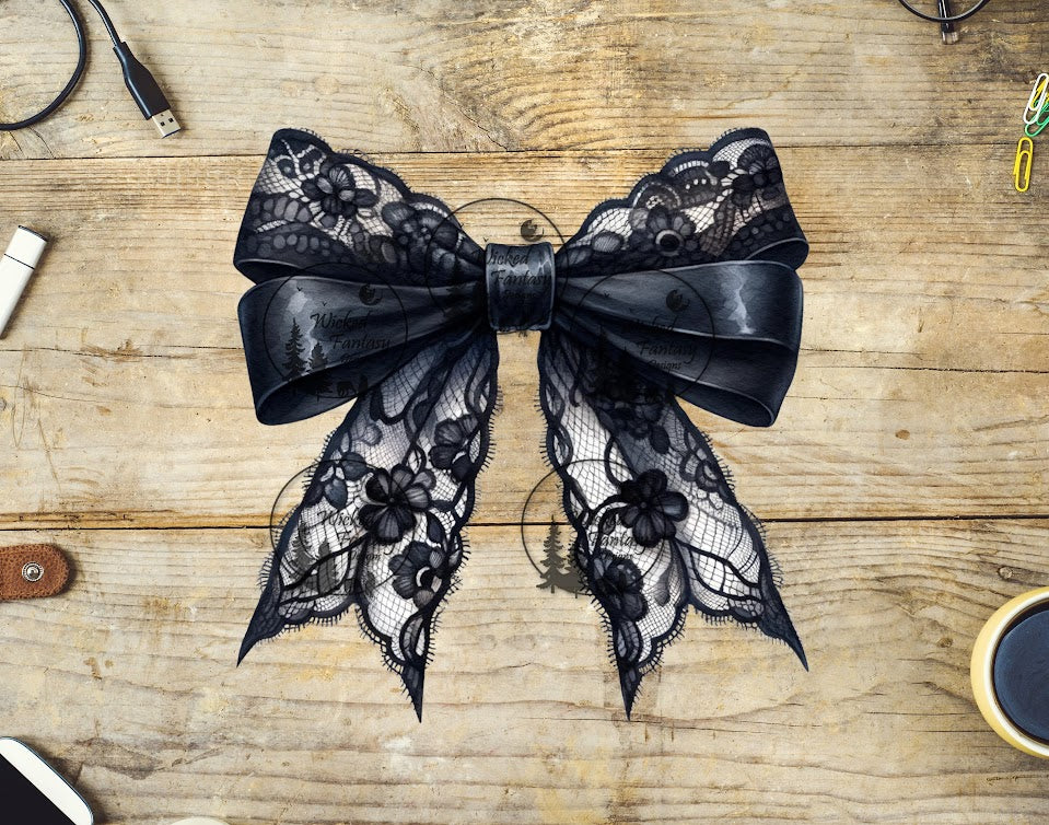 UVDTF Black Lace Bow