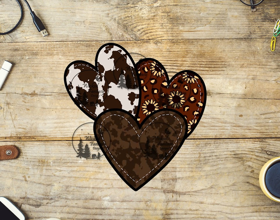 UVDTF Buckstitched Heart Patches