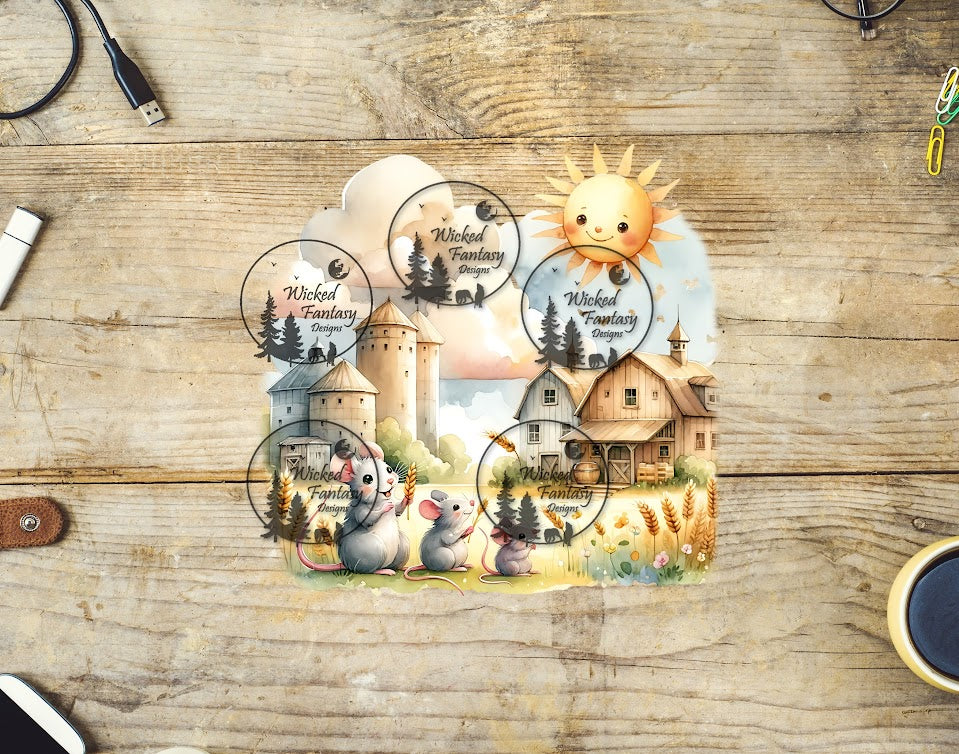 UVDTF Cute Mice on a Farm