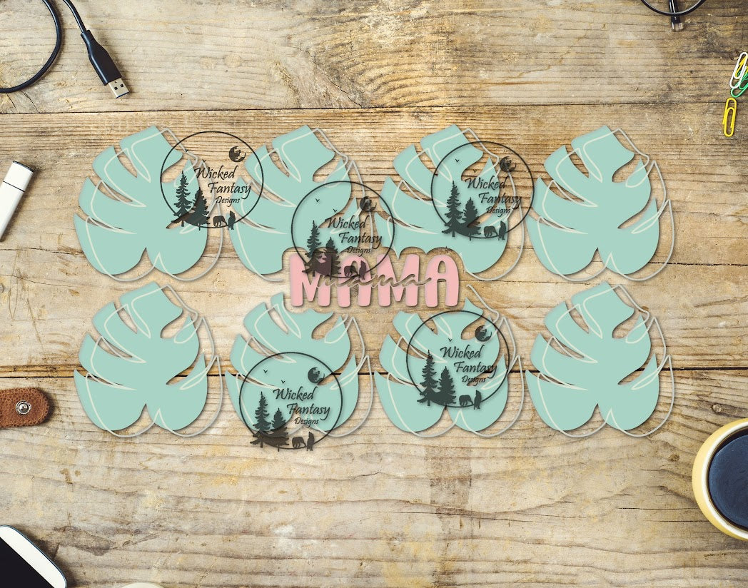 UVDTF Mama with Monstera Leaves 16oz 40oz