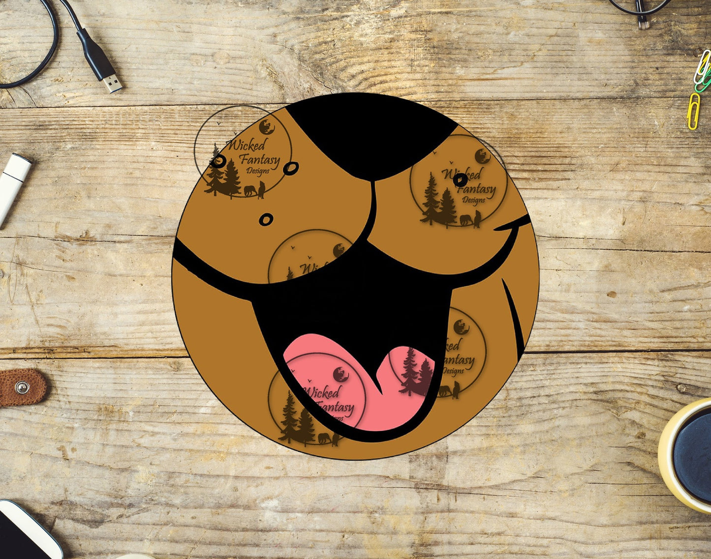 UVDTF Mouth Mug Bottom Cartoon Dog Mouth