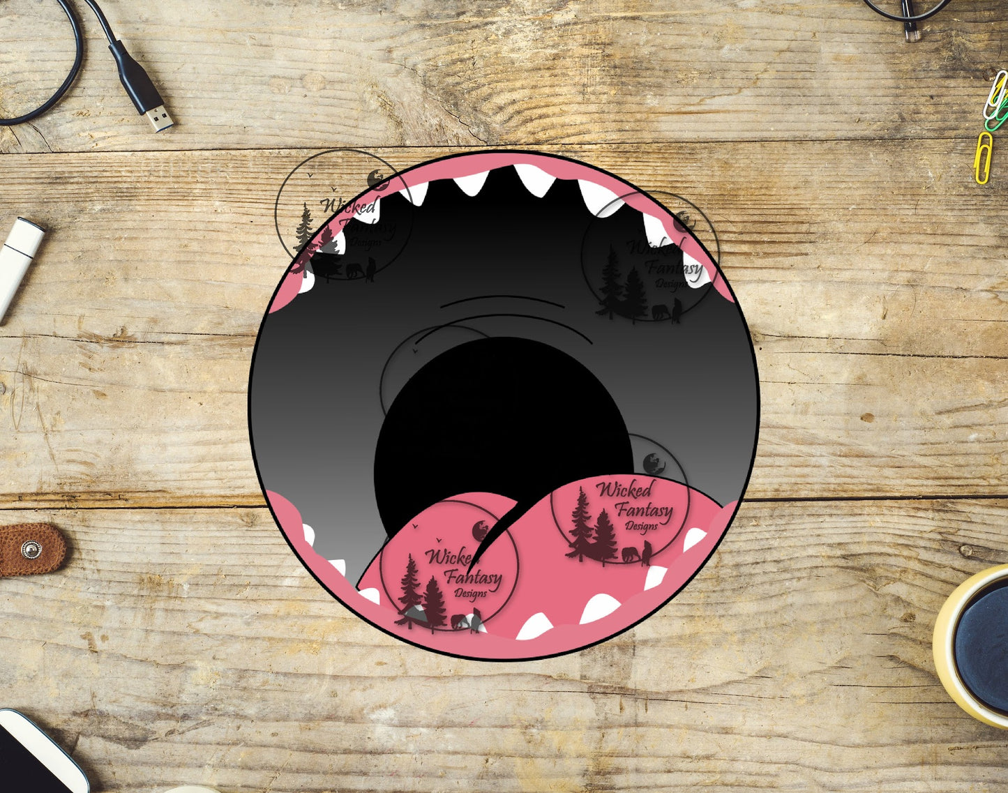 UVDTF Mouth Mug Bottom Pointed Teeth