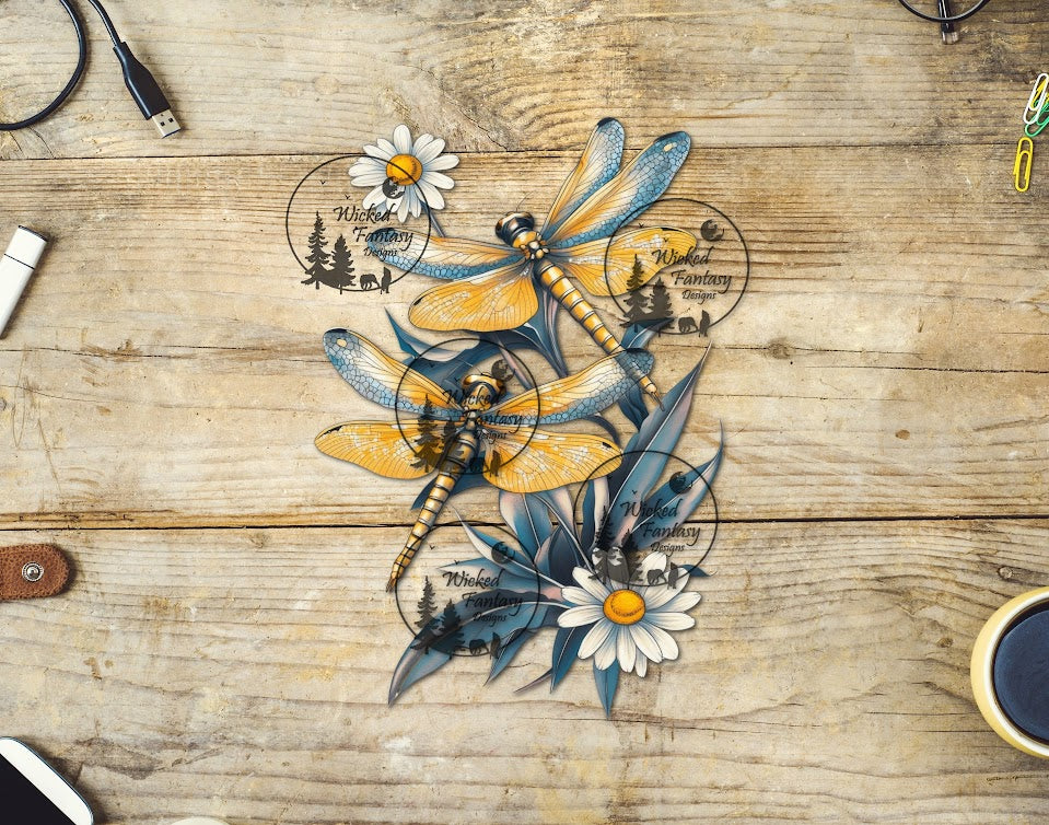 UVDTF Dragonflies and Daisies