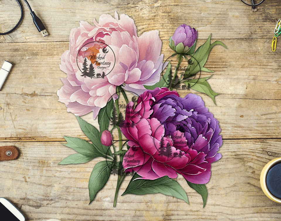 UVDTF Pink Peonies