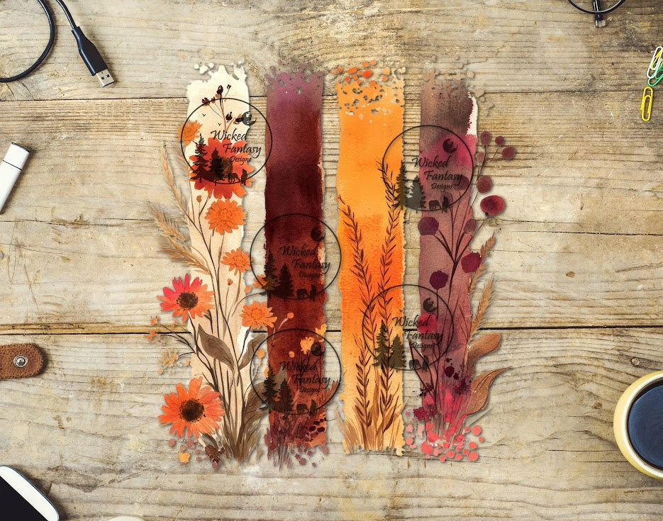 UVDTF Rust and Goldenrod Flowers and Brushstrokes