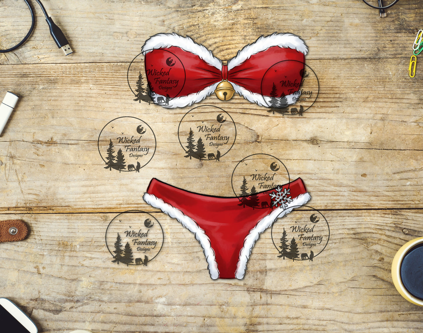 UVDTF Mrs Claus' Red and White Bikini