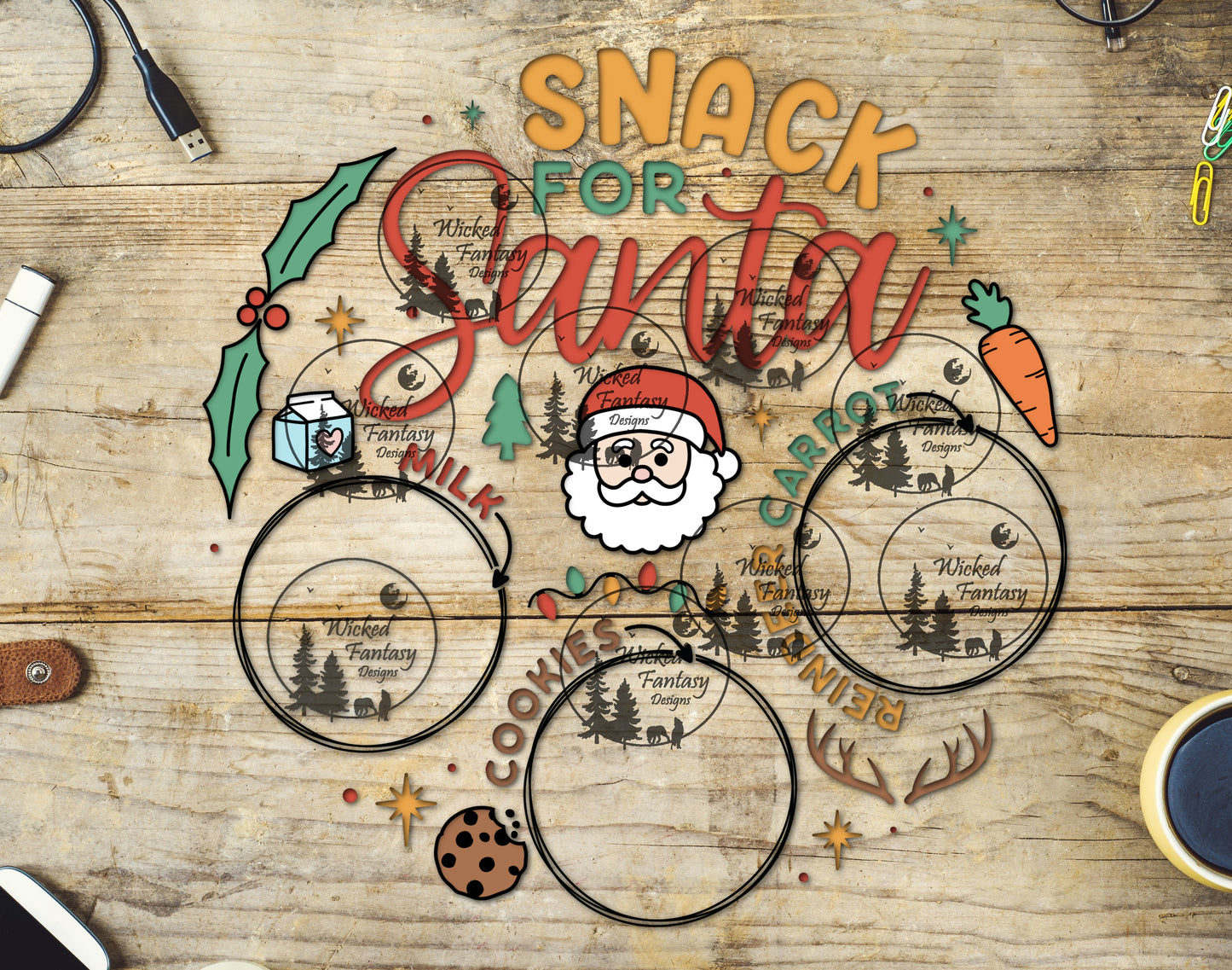 UVDTF Snack For Santa Cookies Carrot Milk Treat Tray