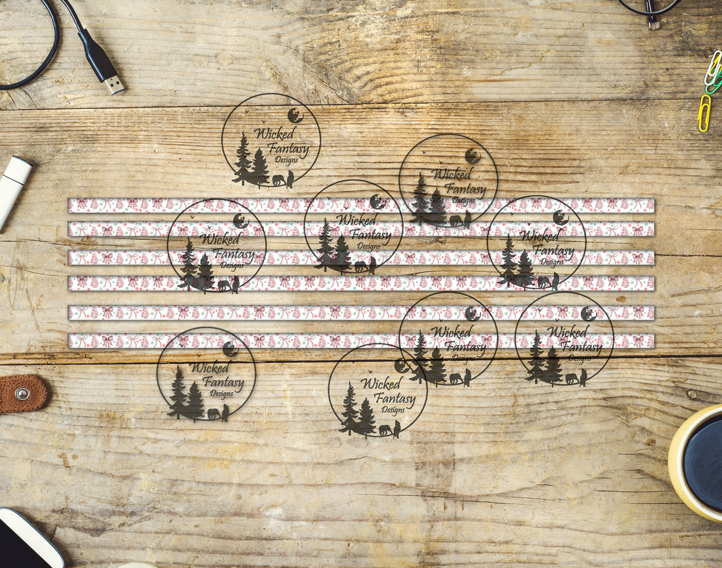 UVDTF Christmas Cakes and Bows 12"long Narrow Striping Element