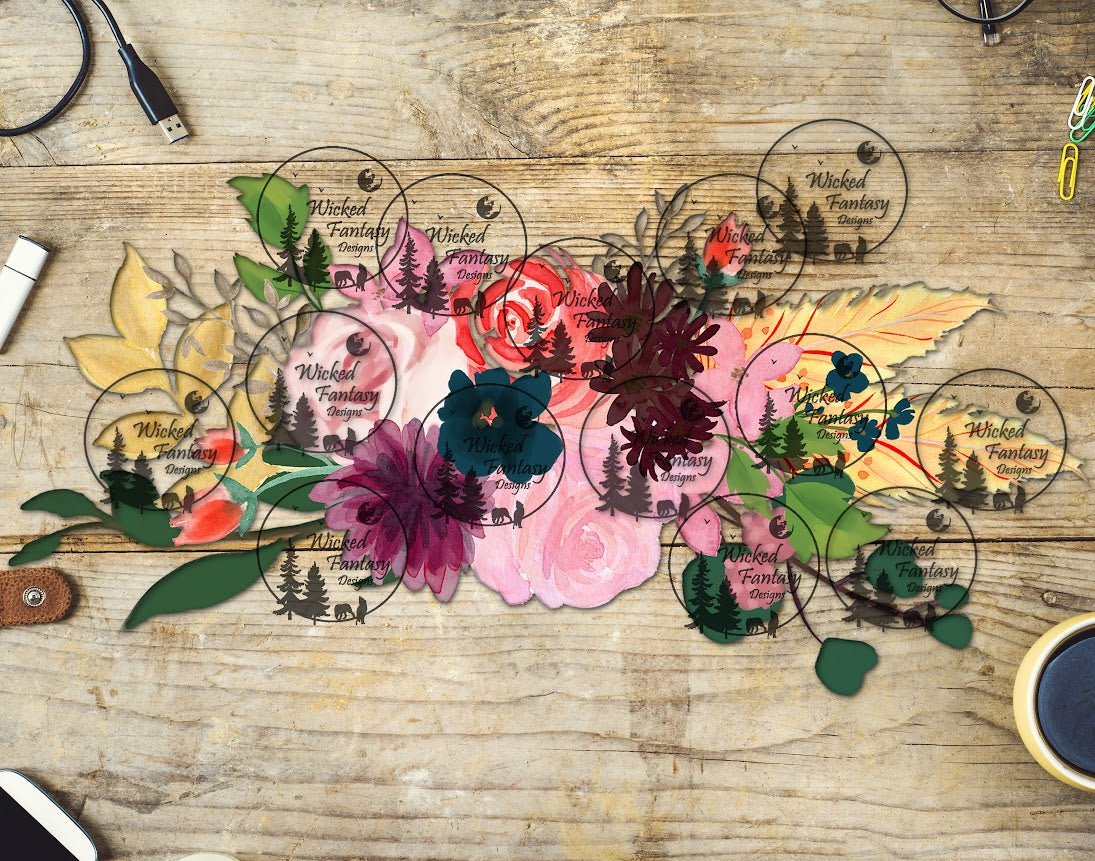 UVDTF Pink and Teal Floral Arrangement 16oz 40oz