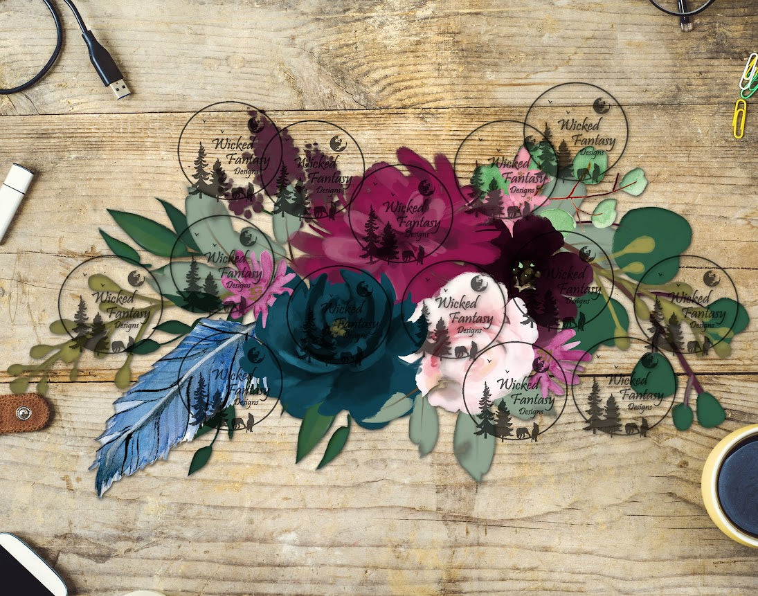 UVDTF Purple Magenta and Teal Floral 16oz 40oz
