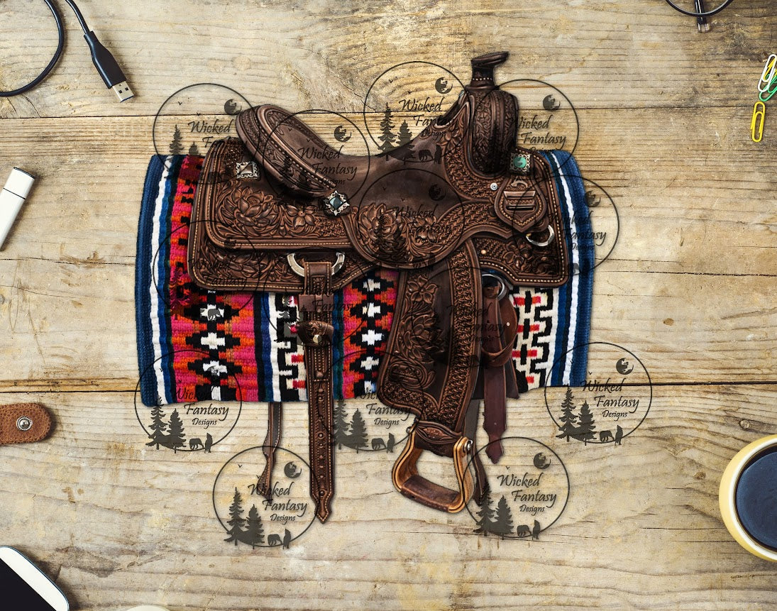 UVDTF Illustrated Western Saddle with Blanket