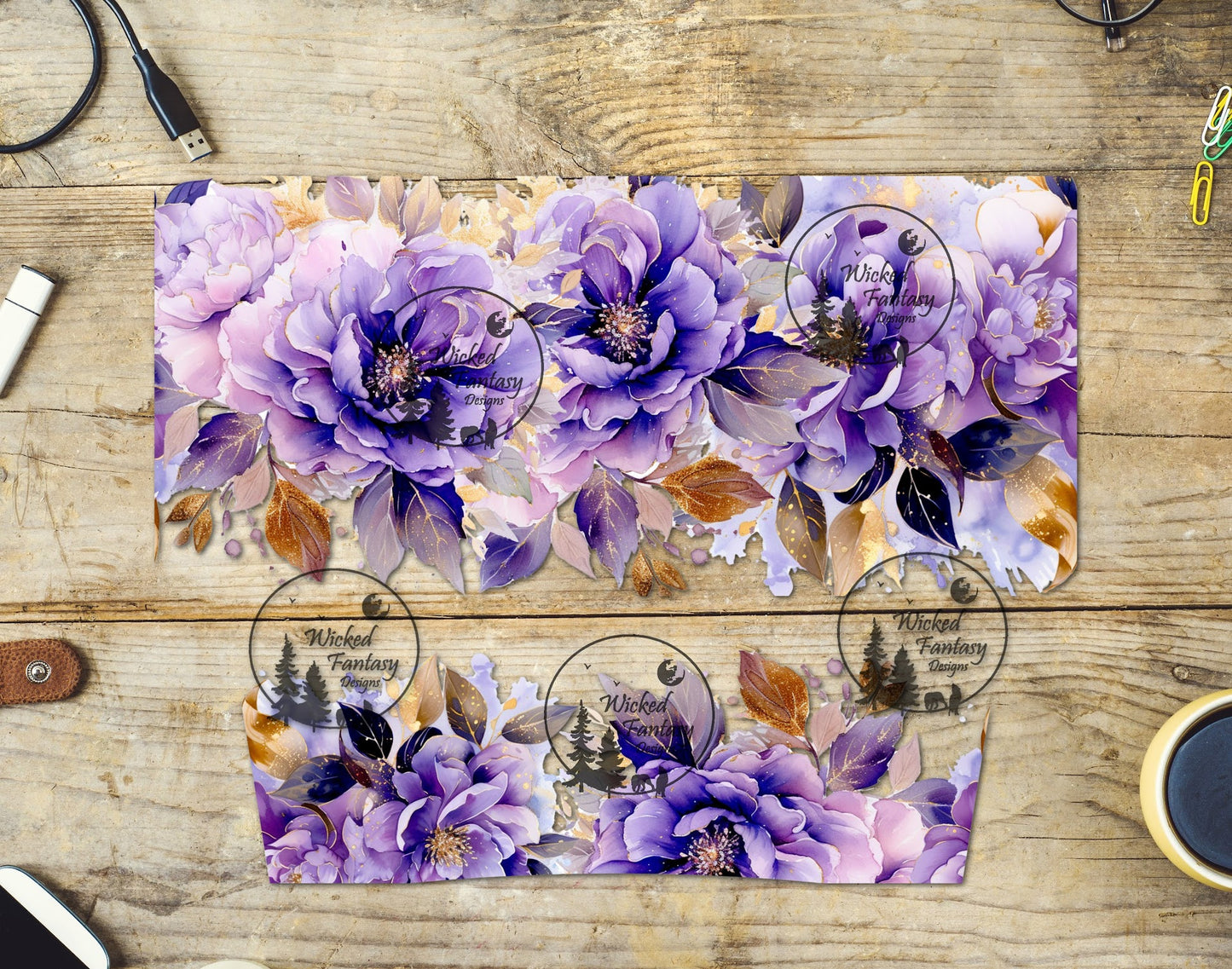 UVDTF Lavender Peony Flowers 16oz 40oz Element Multiple Sizes