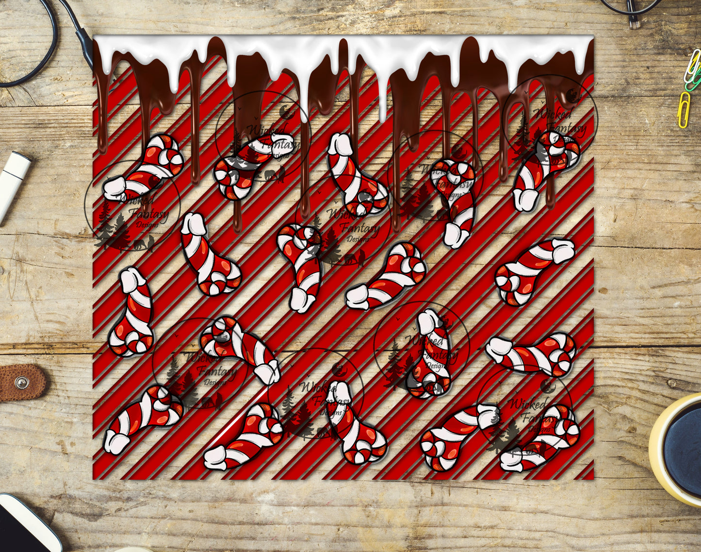 UVDTF Candy Cane Peens 20oz 30oz 10"x10"