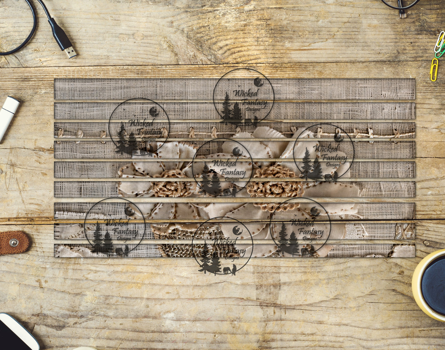 UVDTF Burlap Floral 6x12" Striping element