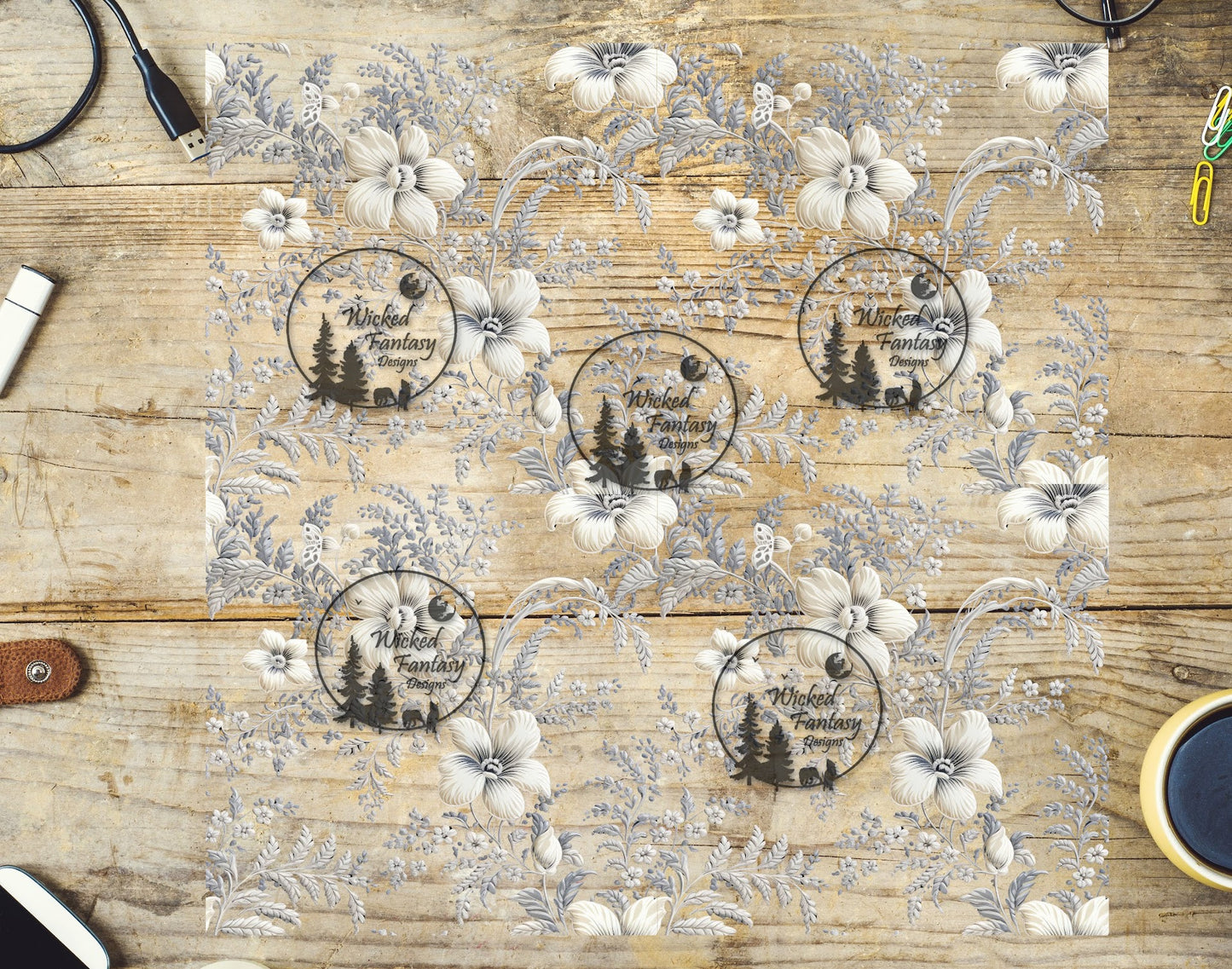 UVDTF Vintage Floral Lace 20oz 30oz 10"x10" Element