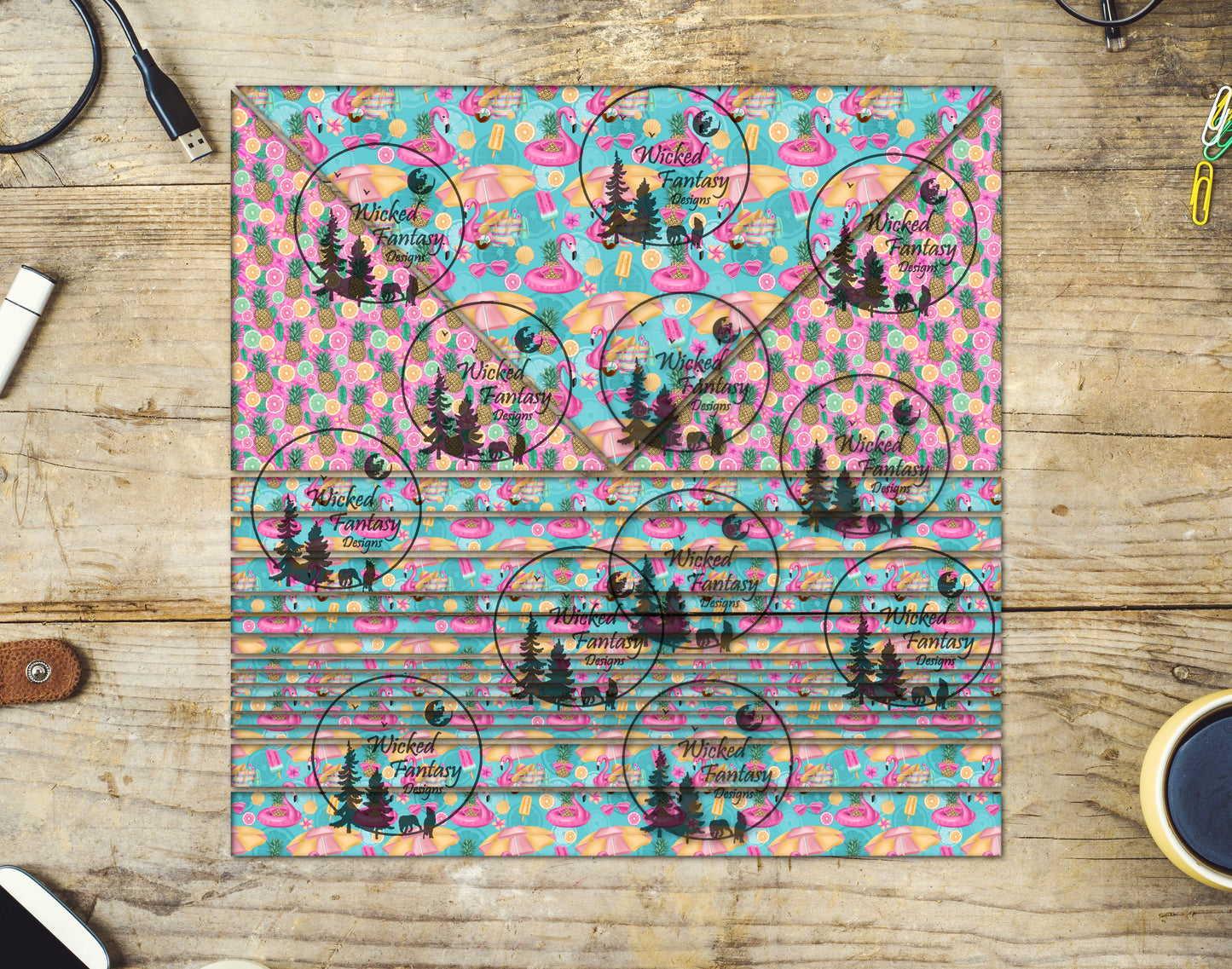UVDTF Flamingo Beach Party 20oz 30oz 10"x10" Triangles and Striping Element Sheet