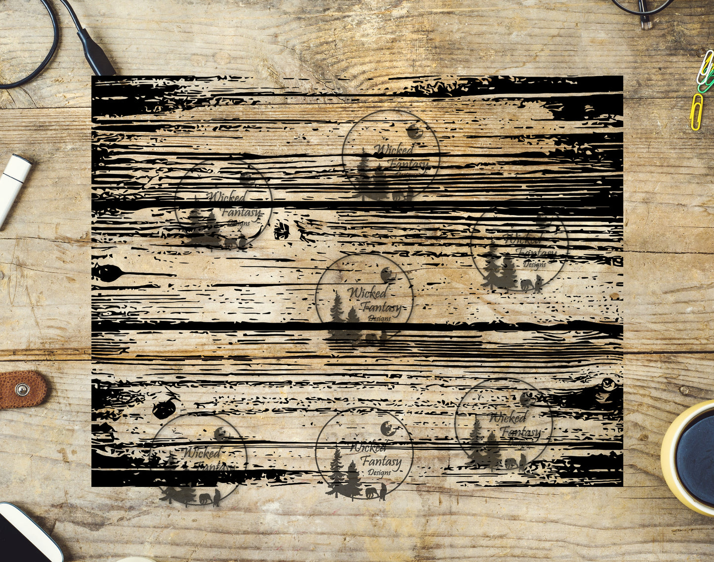 UVDTF Grunge Wood Floor Overlay 20oz 30oz 10"x10" Custom Colors