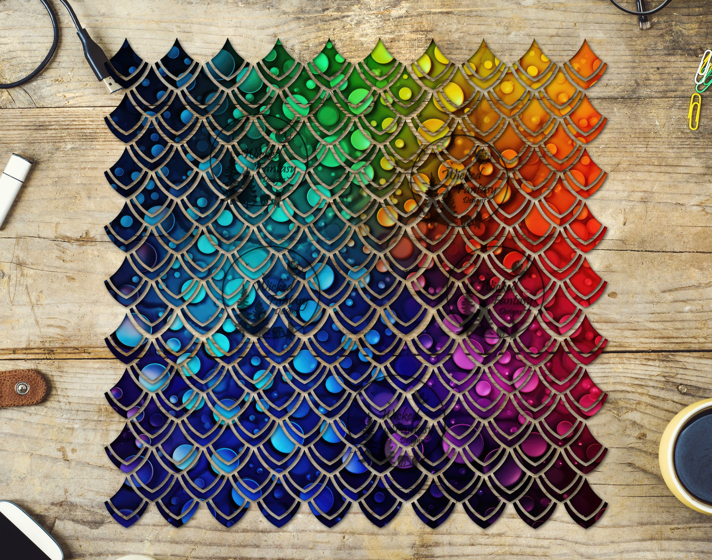 UVDTF Rainbow Circles Dragon Scales 10"x10" Element