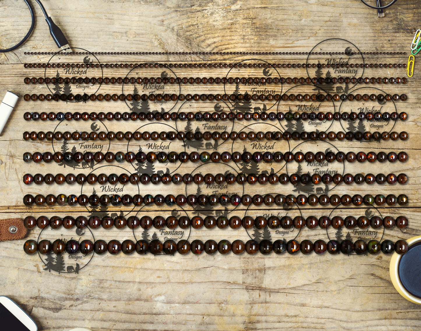 UVDTF Red Tiger Eye Beads 6x12" Striping