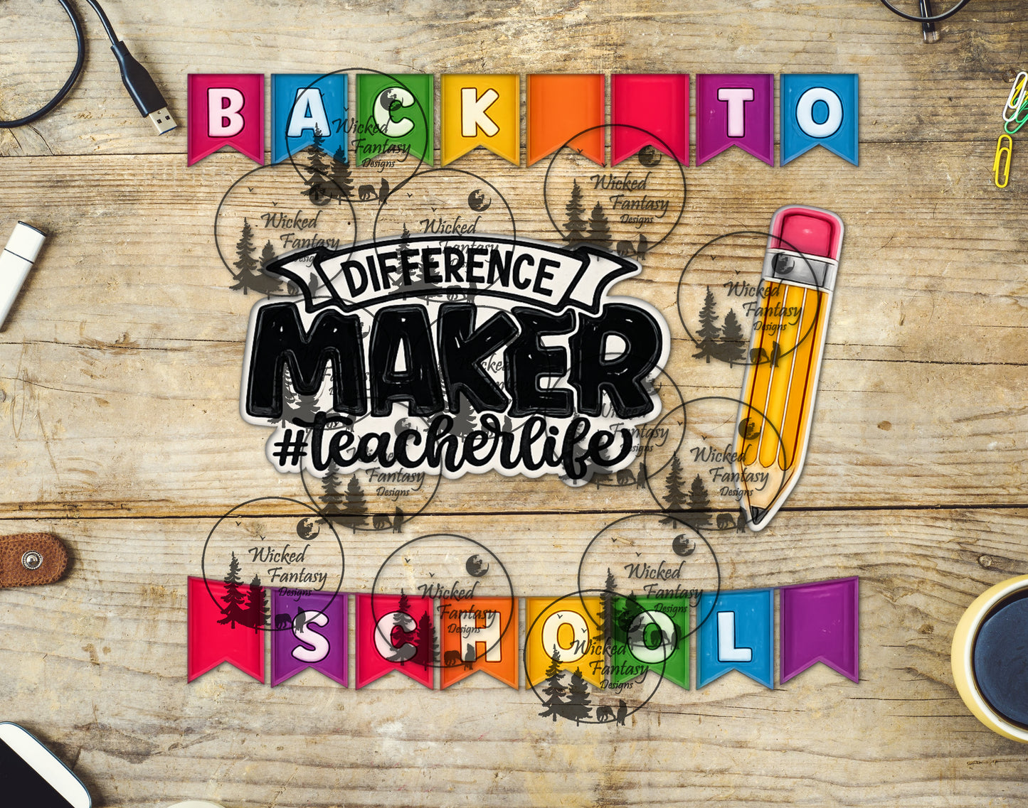 UVDTF Difference Maker Teacher 20oz 30oz 10"x10" Element