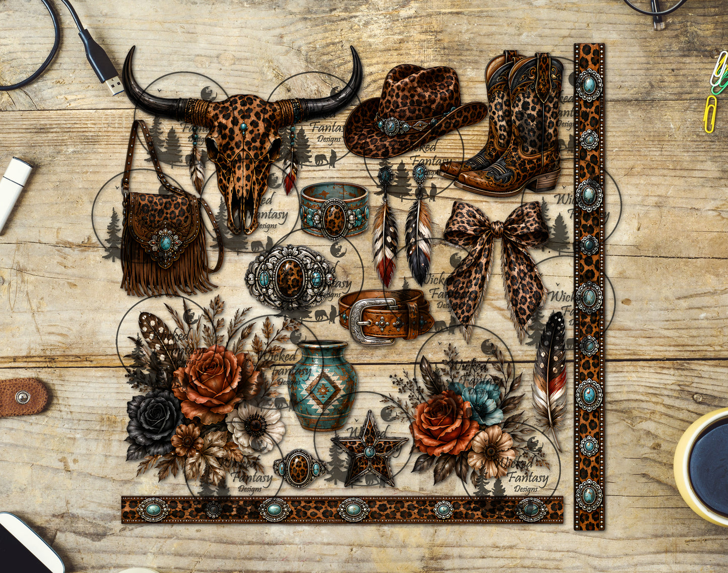 UVDTF Leopard Western Chic Cowgirl Element Sheet