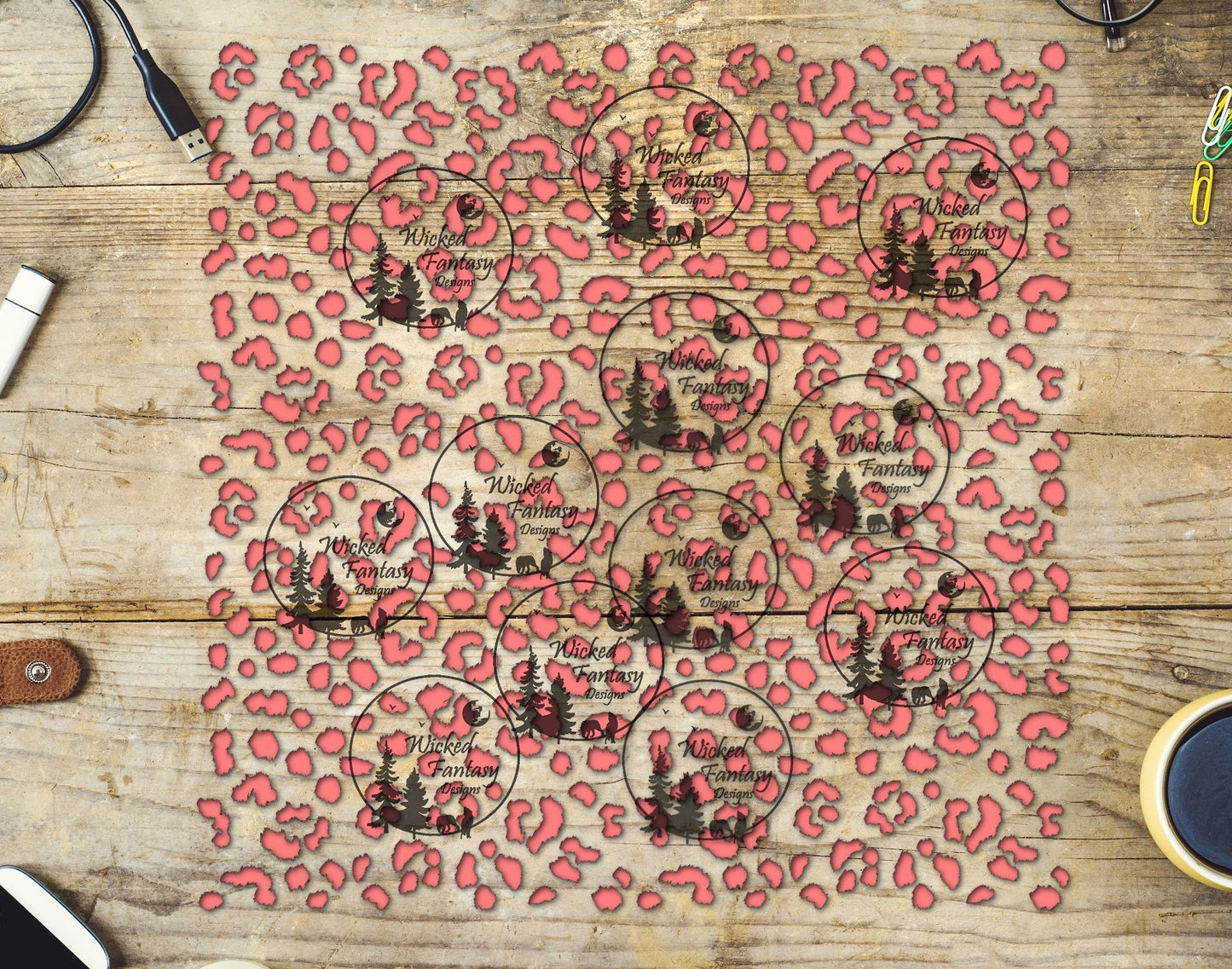 UVDTF Desert Rose Small Fuzzy Leopard Print 10"x10" Element Sheet
