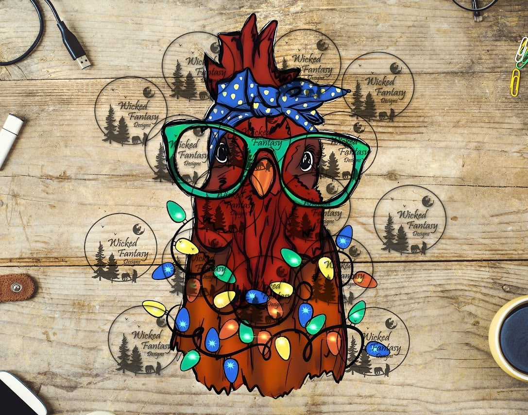 UVDTF Christmas Chicken with glasses 2