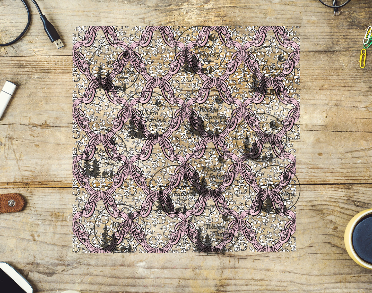 UVDTF Ribbons Bows and Stitching 20oz 30oz 10"x10" Element Sheet