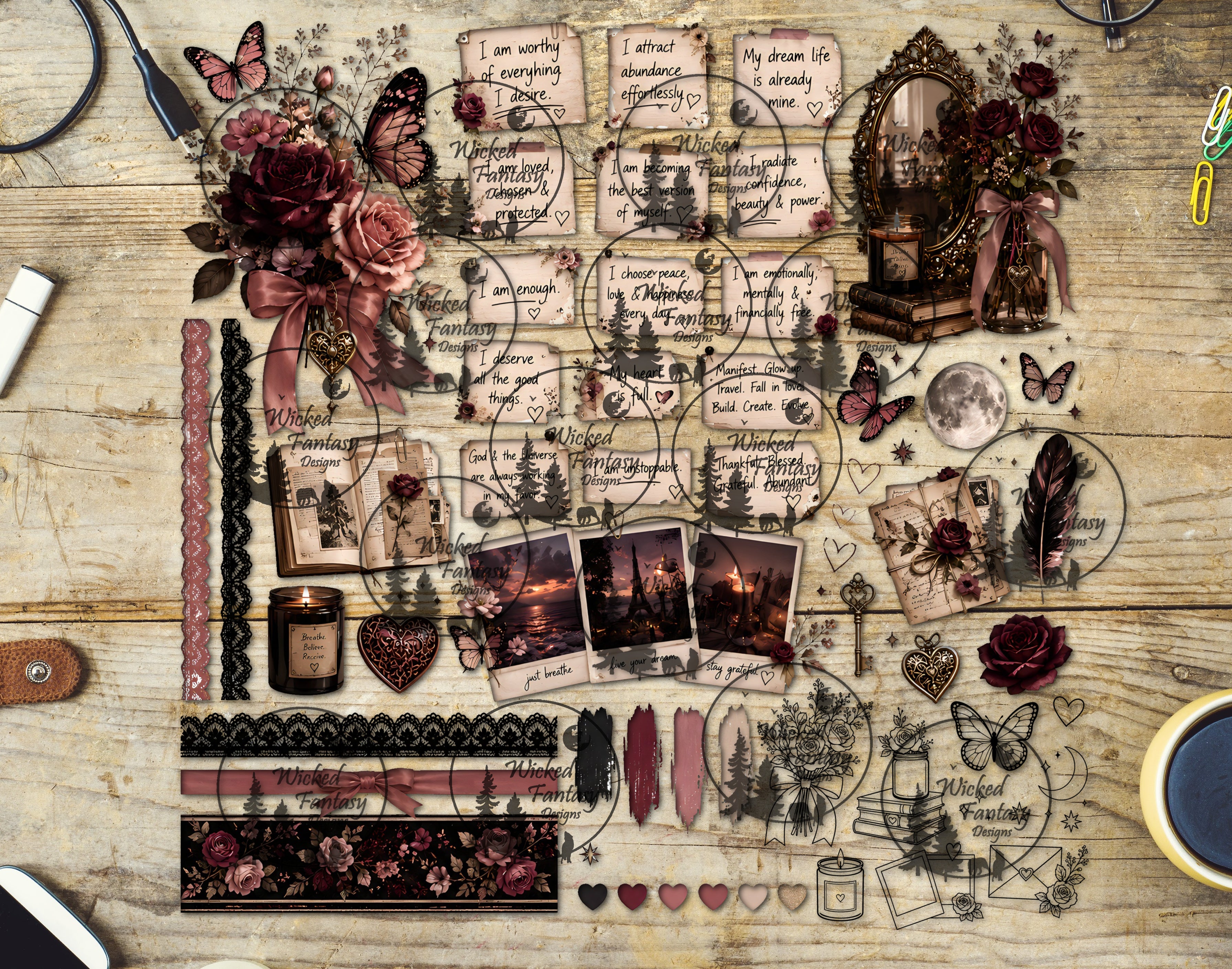 UVDTF Inspirational Notes Multimedia Element Sheet – Wicked Fantasy Designs