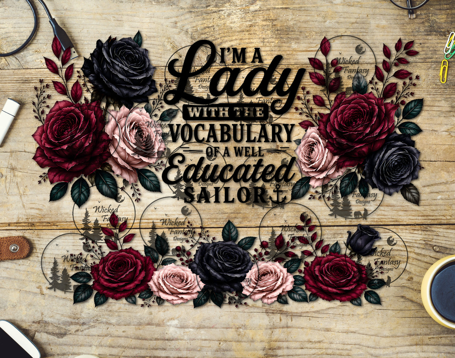 UVDTF Lady With the Vocabulary of a Sailor 16oz 40oz Tumbler Wrap