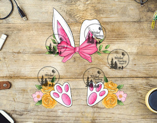 UVDTF Rabbit ears and feet with bow