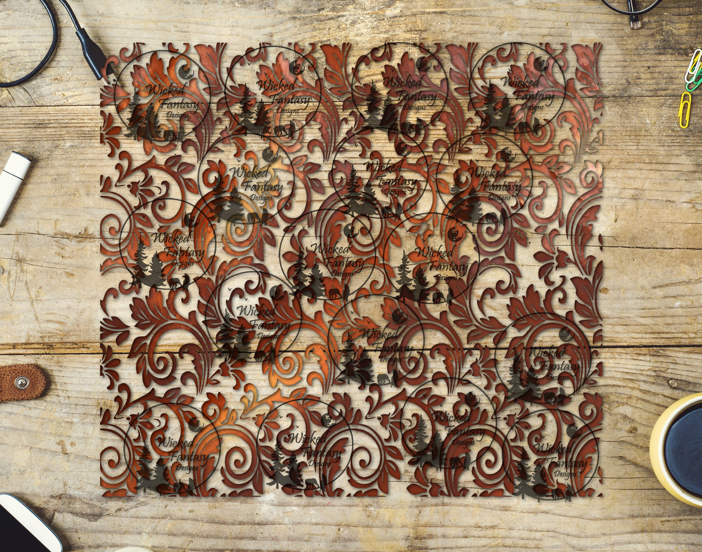 UVDTF Copper Tooled Leather 20oz 30oz 10"x10"