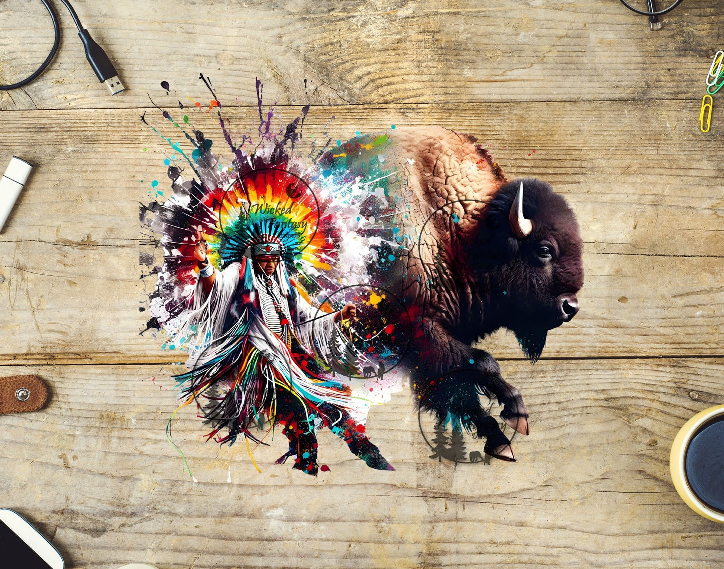 UVDTF Bison and Native American Dancing
